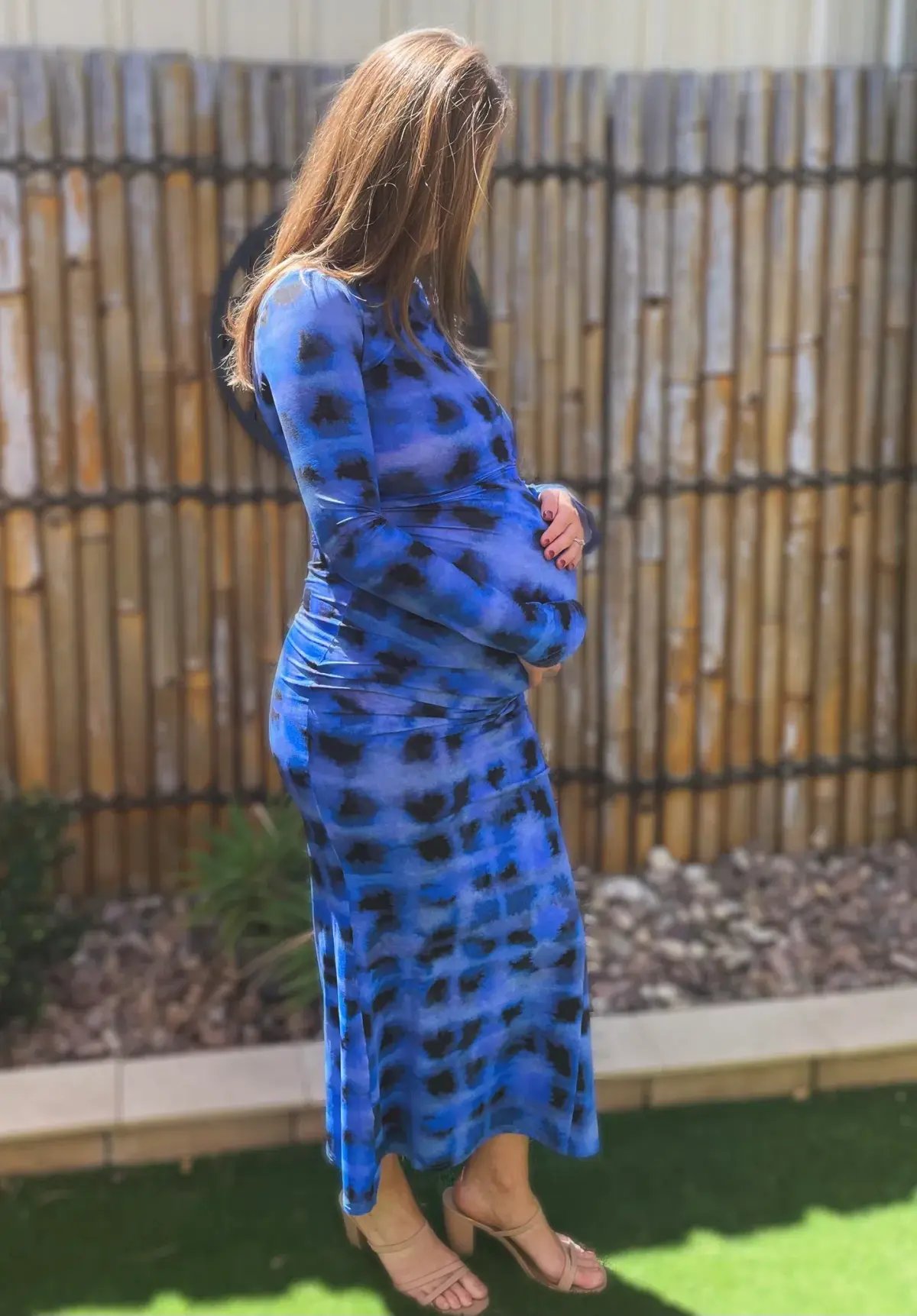 Suboo Shibori Long Sleeve Ruched Maxi Dress Blue Size M (AU 10) photo 3