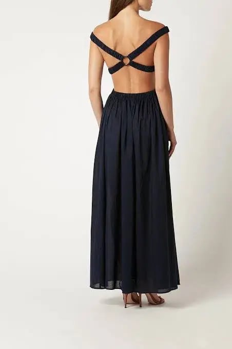 Scanlan Theodore Cotton Voille Ring Maxi Dress Black Size M /Au 10 photo 6