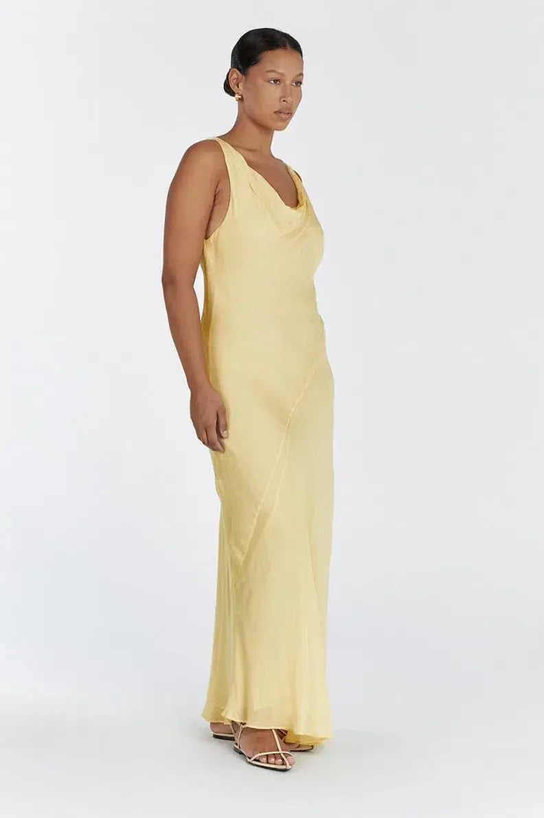 Dissh Johnny Cowl Neck Dress Lemon Yellow Size 6 photo 3