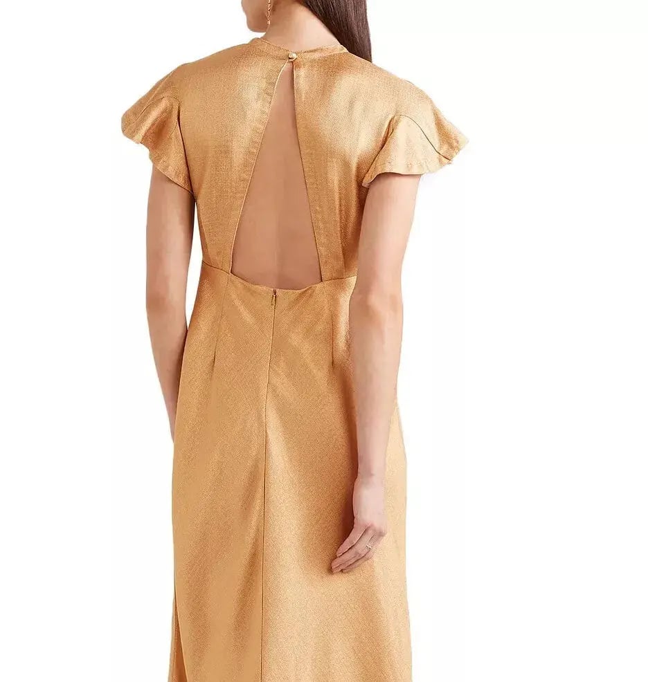 Zimmerman Frill Sleeve Maxi Dress Gold Size 10 photo 2