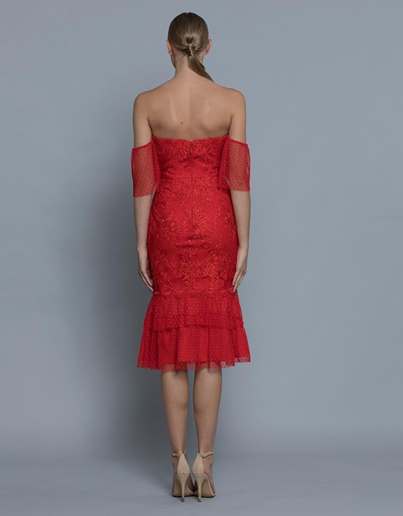 Bariano Emily Double Tier Lace Dress  Red Size 8 photo 2