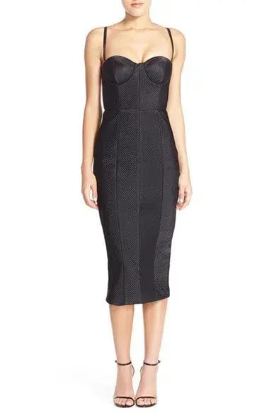 Misha Byanca Corset Midi Dress Black Size 6/XS photo 2