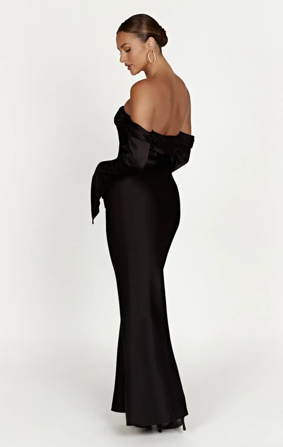 Meshki Giselle Off Shoulder Cowl Neck Maxi Dress in Black Size 8/S photo 2