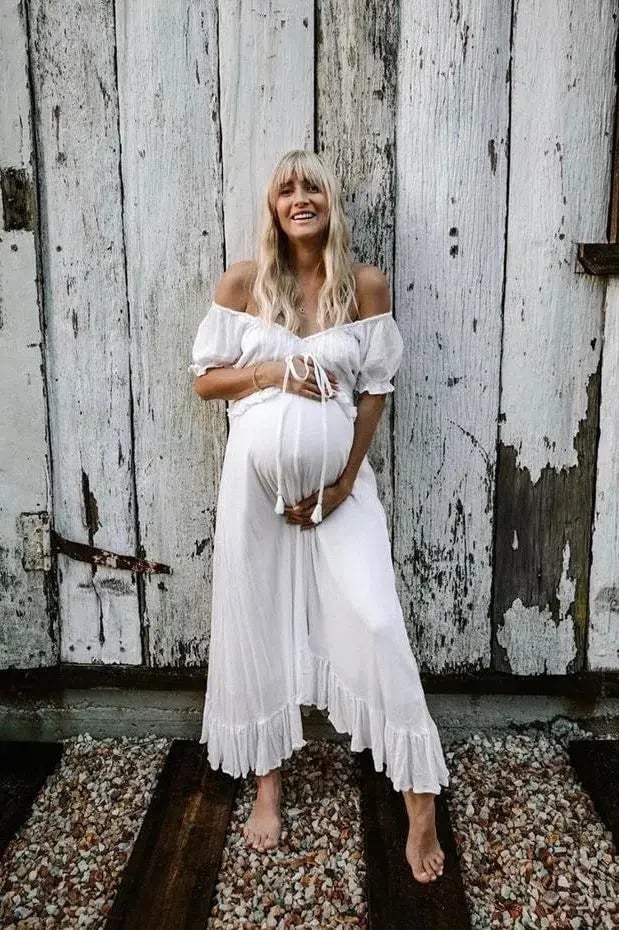 Coven & Co Boho Maternity True Romance Gown White Size M / AU 12 photo 4