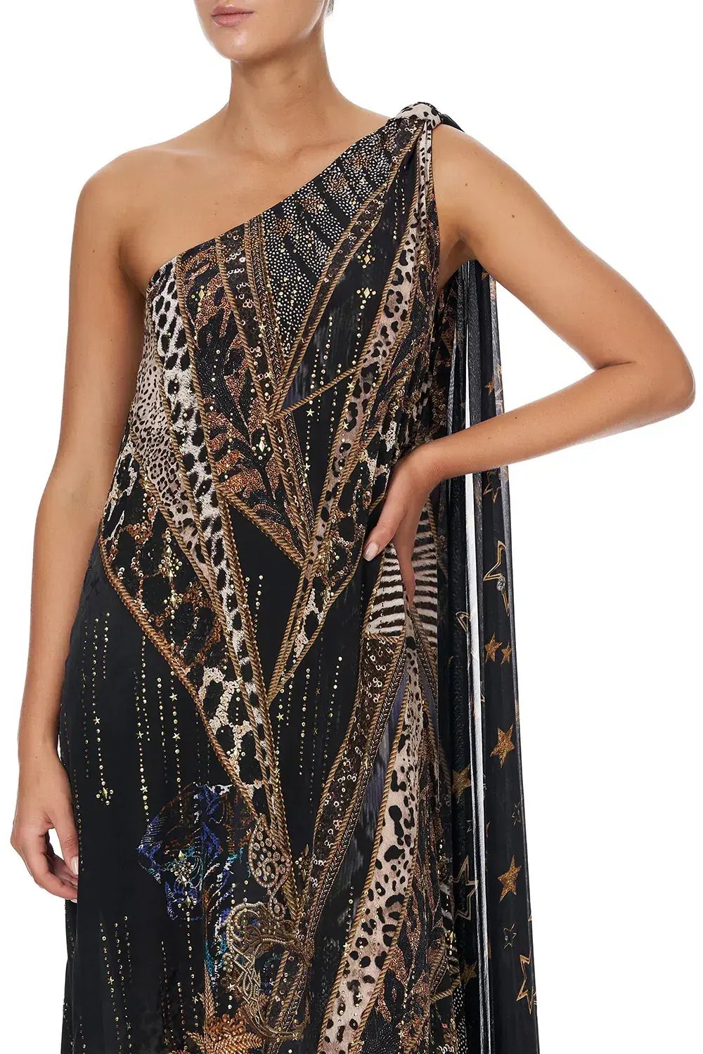 Camilla One Shoulder Long Dress Lady Stardust Print Size 8 photo 4