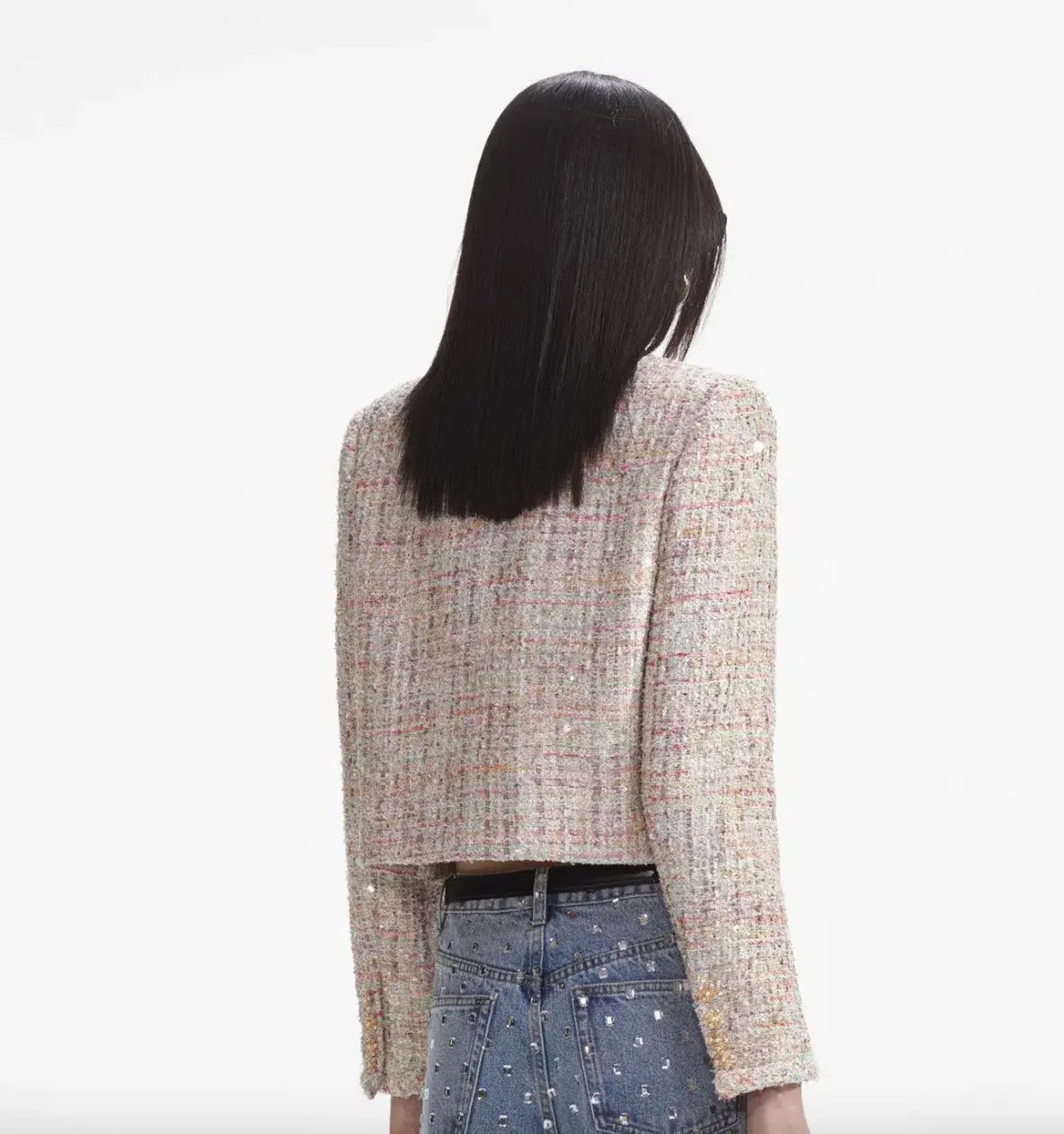 Self Portrait Pastel Boucle Boxy Jacket Multi Size UK / AU 4 photo 3
