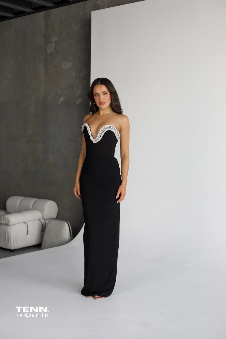 Albina Dyla Serpent Curve Gown - Black photo 4