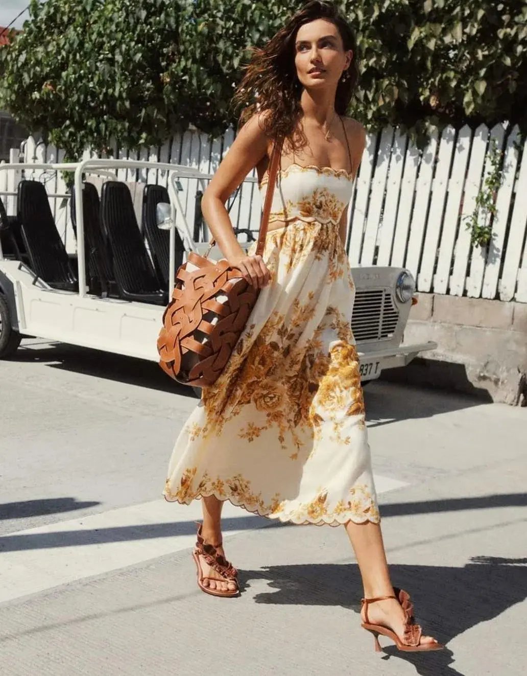 Zimmermann Aliane Scallop Midi Dress in Amber Floral Size 0P / AU 4 - 6 photo 3