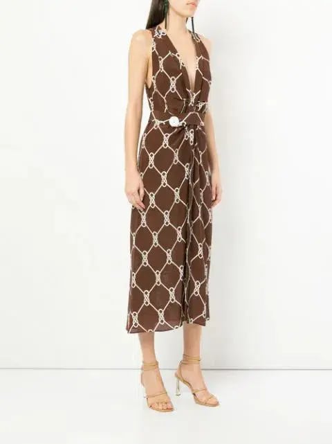 Manning Cartell Sleeveless Midi Dress Walnut/White Print Size 8 photo 2