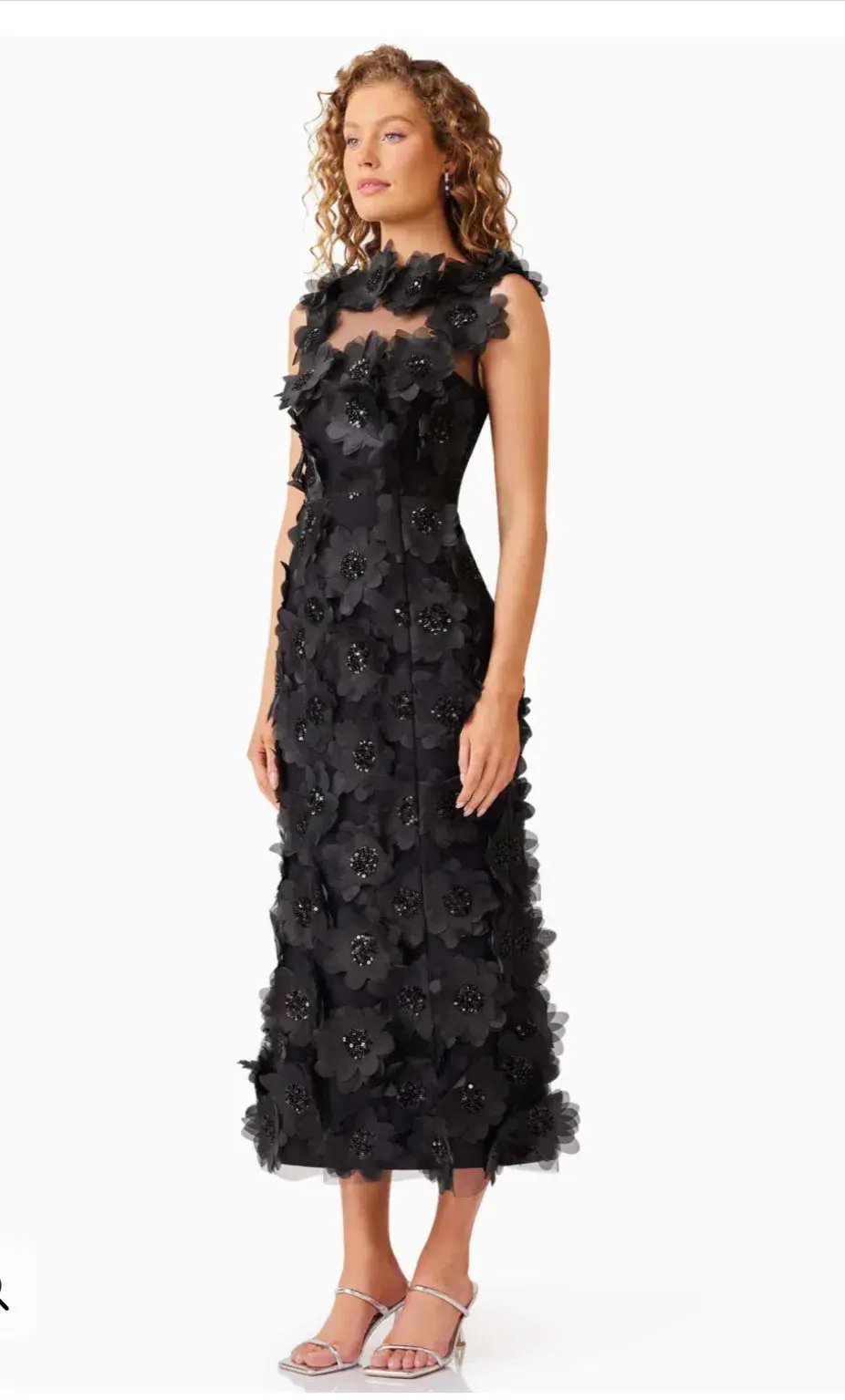 Elliatt Cherry Blossom Midi Beaded Black Size 10 photo 5