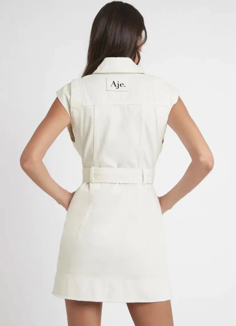 Aje Syros Denim Vest Dress White Size 8 photo 2