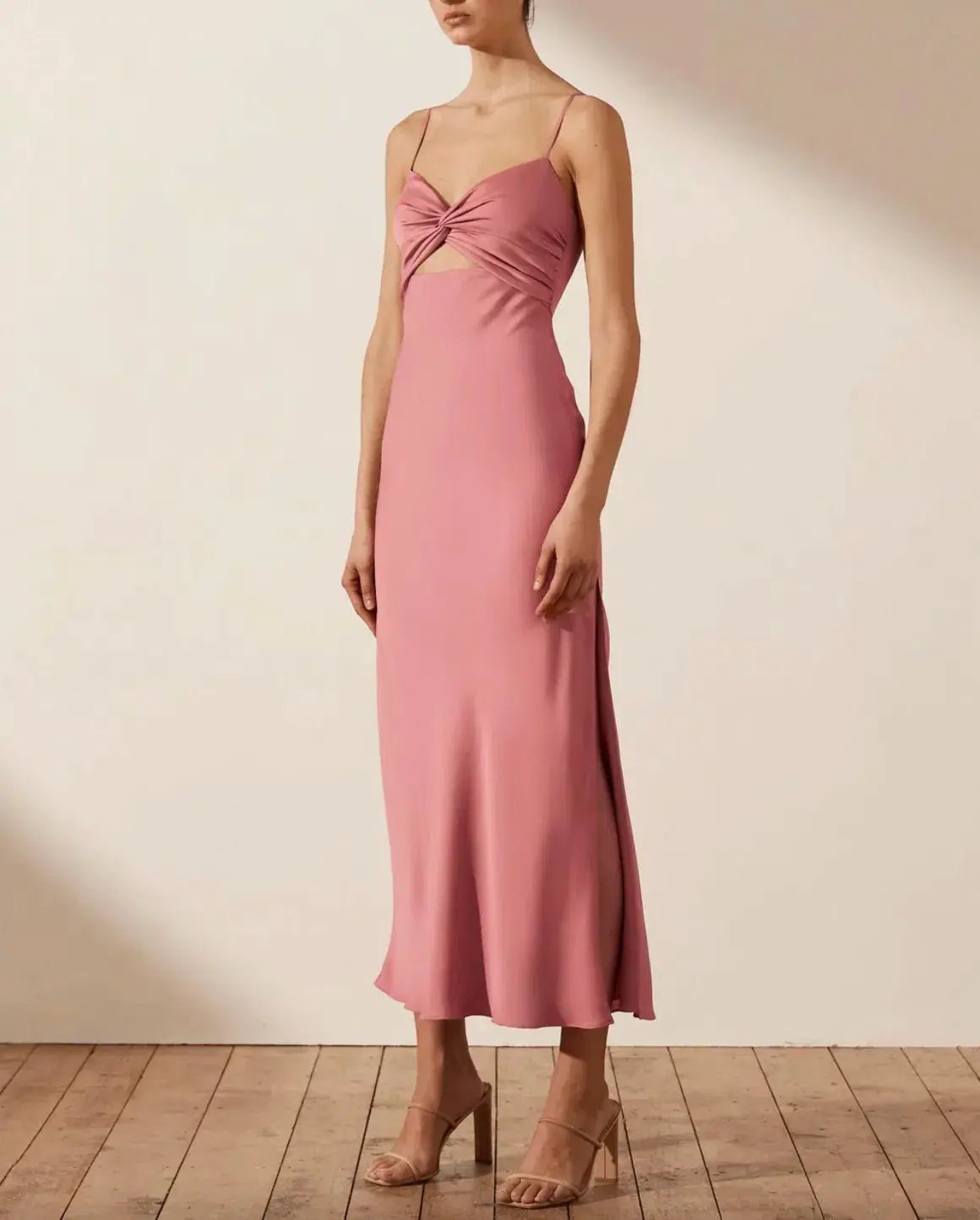 Shona Joy Luxe Twist Front Sleeveless Midi Dress Pink Size 10 photo 2
