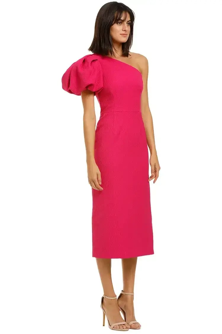 Rebecca Vallance Natalia One Sleeve Midi Dress in Magenta Size 6 photo 2