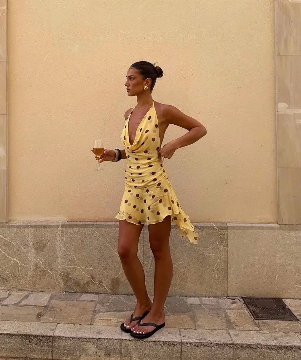 Harlow Halter Mini Dress Yellow Size AU 8 photo 2