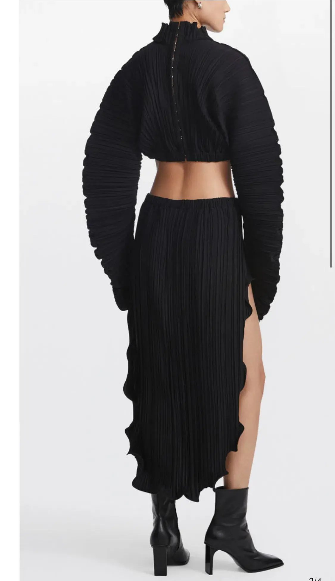 Dion lee Pleated Cocoon LS Top and Skirt Black Size 8 photo 3