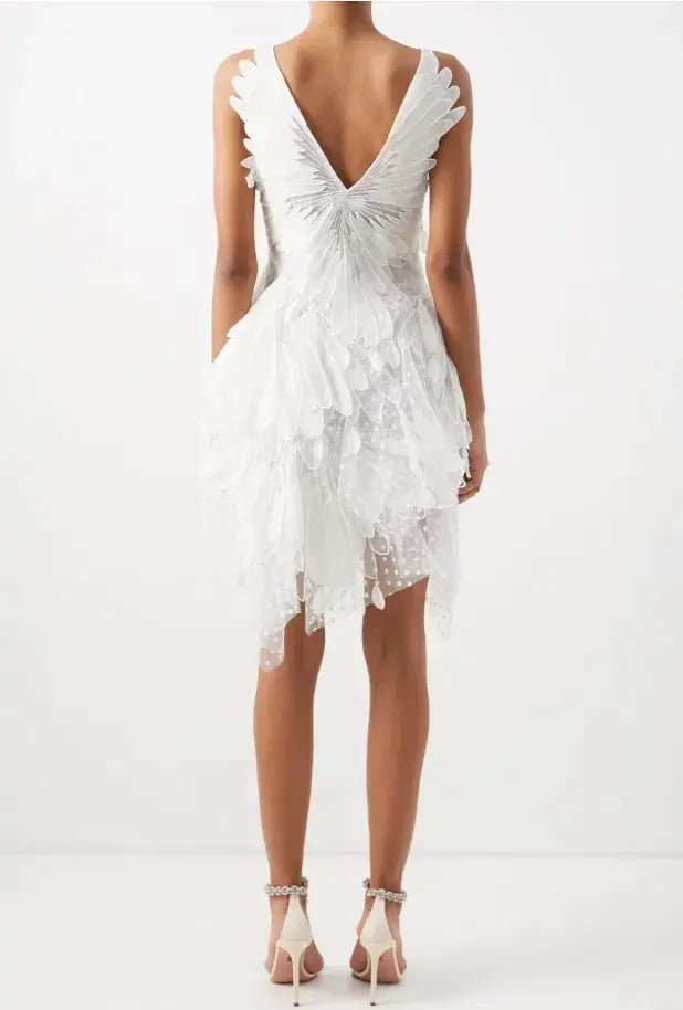 Zimmermann Rhythmic V-neck Ruffled Tulle Mini Dress White Size 1 / Au 10 photo 2