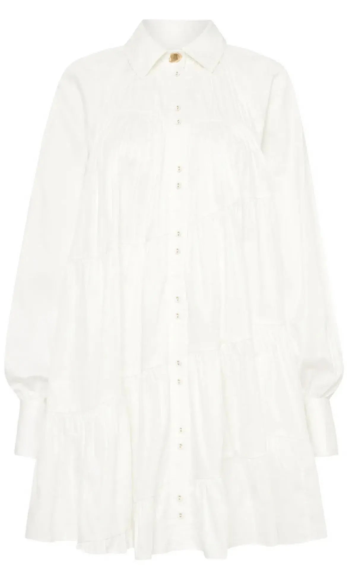 Aje Cascade Gathered Smock Mini Dress White Size AU 6 photo 3