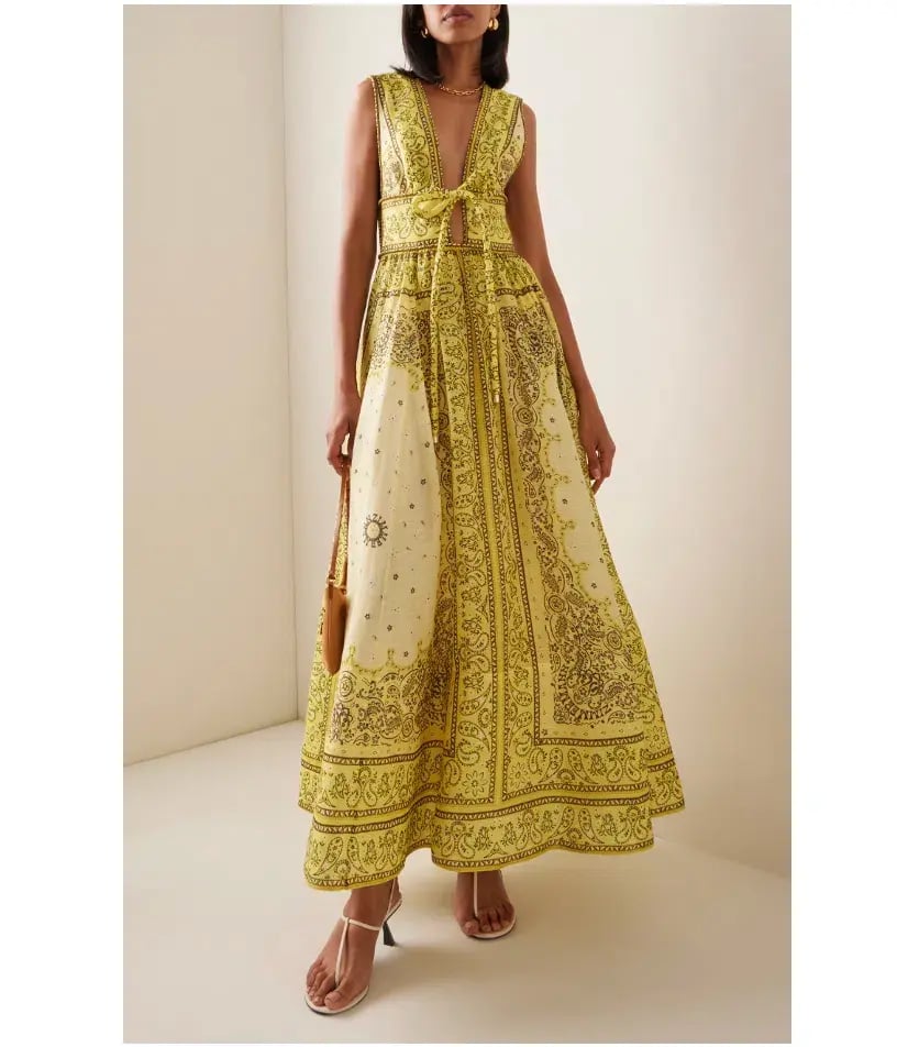 Zimmermann Matchmaker Bow Long Dress Yellow Bandana Print Size 0P / AU 6 photo 6