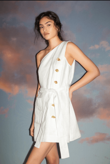 Aje Salt Lake Asymmetric Belted Dress White Size 8 photo 2