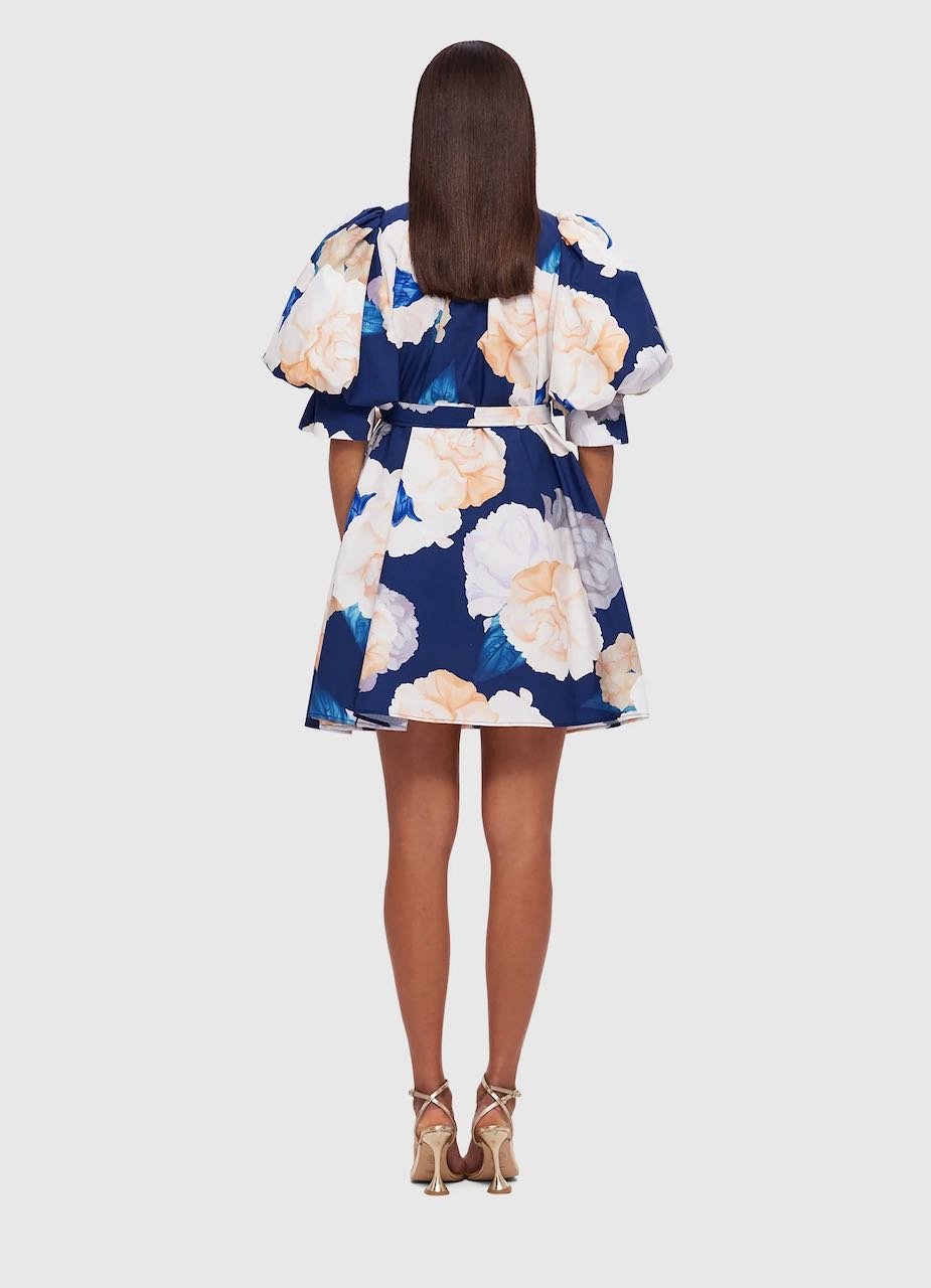LEO LIN ELI MINI DRESS - ROSEBUD PRINT IN NAVY photo 4