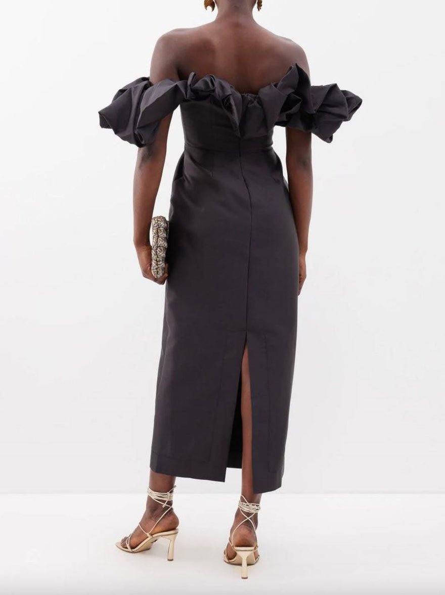 Alemais Suzi Off Shoulder Black Midi Dress photo 2
