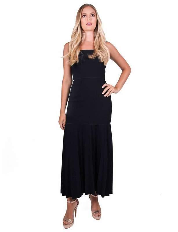 Dion Lee Linear Pleat Crepe Strapless Dress Black Size 10 photo 3