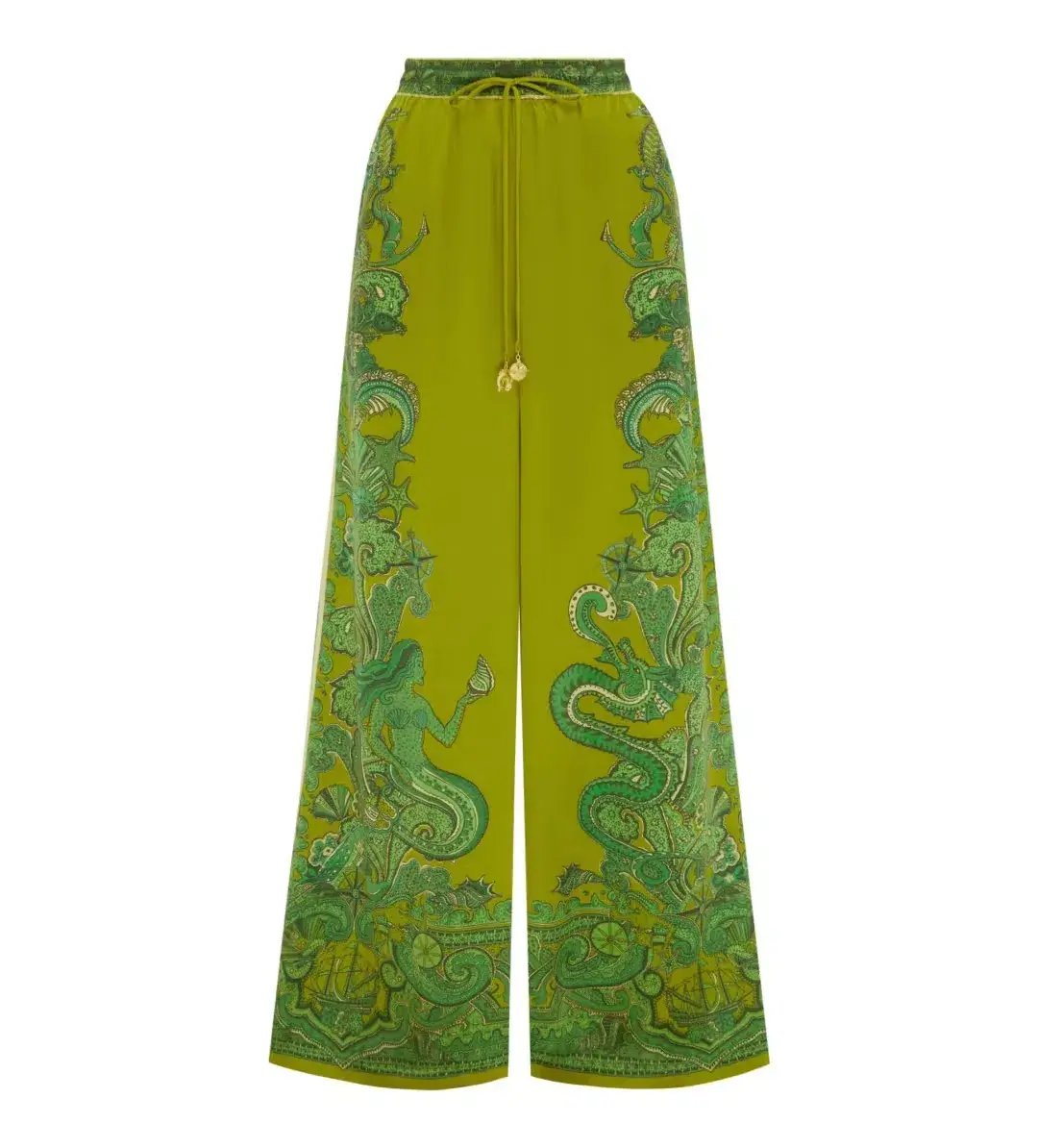 Alemais Solaris Silk Shirt and Pant Set Green Print Size AU 4 photo 4