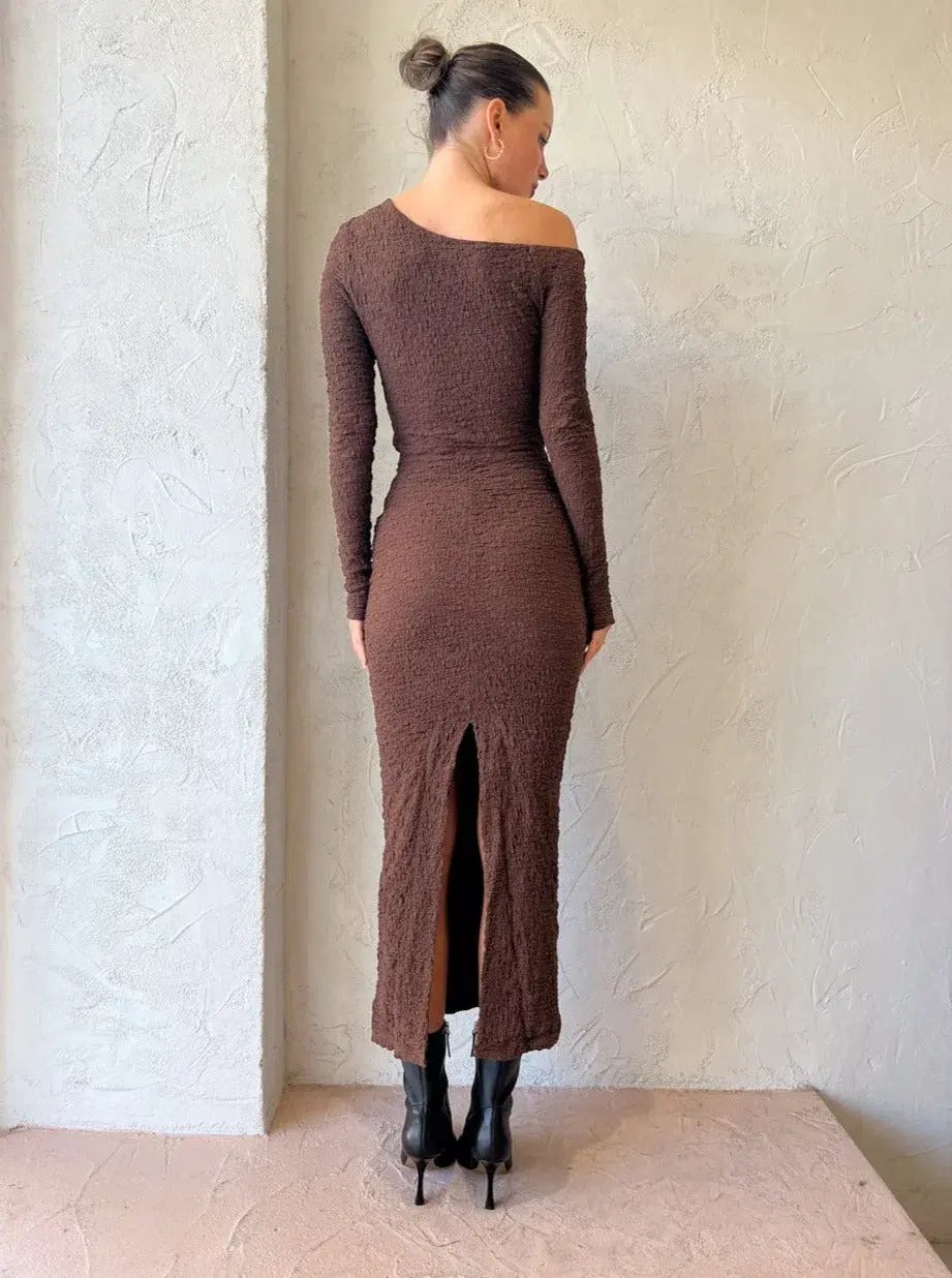 Sovere Overcast Midi Dress In Carob Size 12 / L photo 3