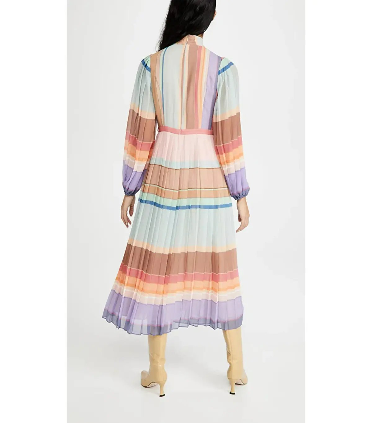 Zimmermann Rainbow Striped Crepe De Chine Midi Dress Multi Size 0 /AU 8 photo 3