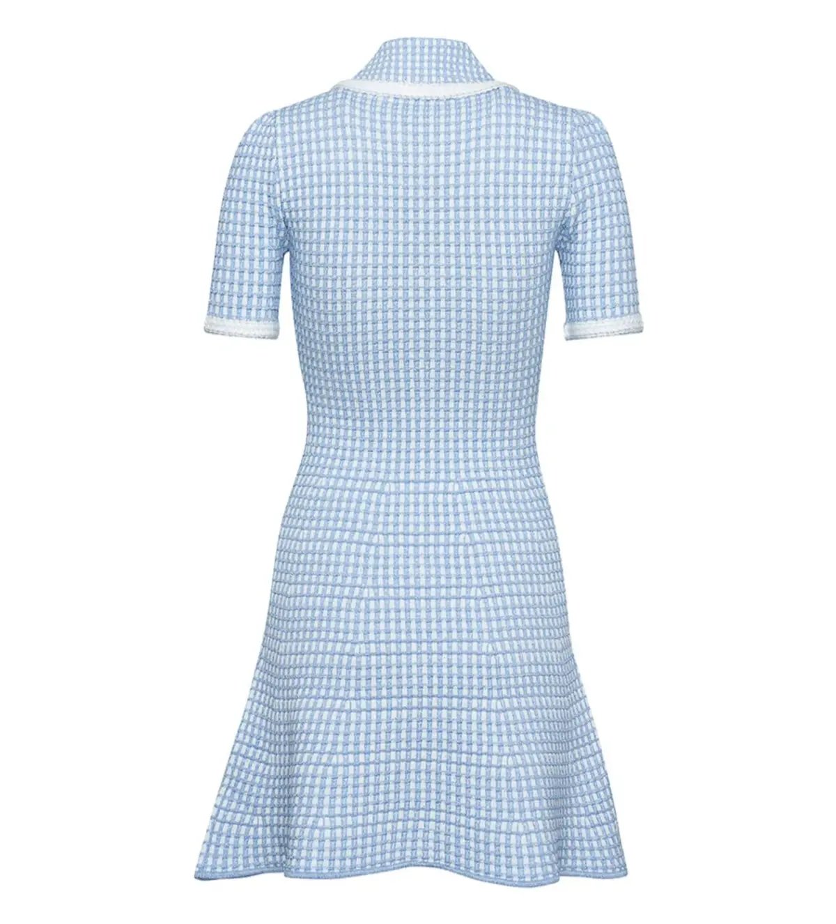 Self Portrait Blue Lurex Knitted Mini Dress Size M/AU 8 photo 7