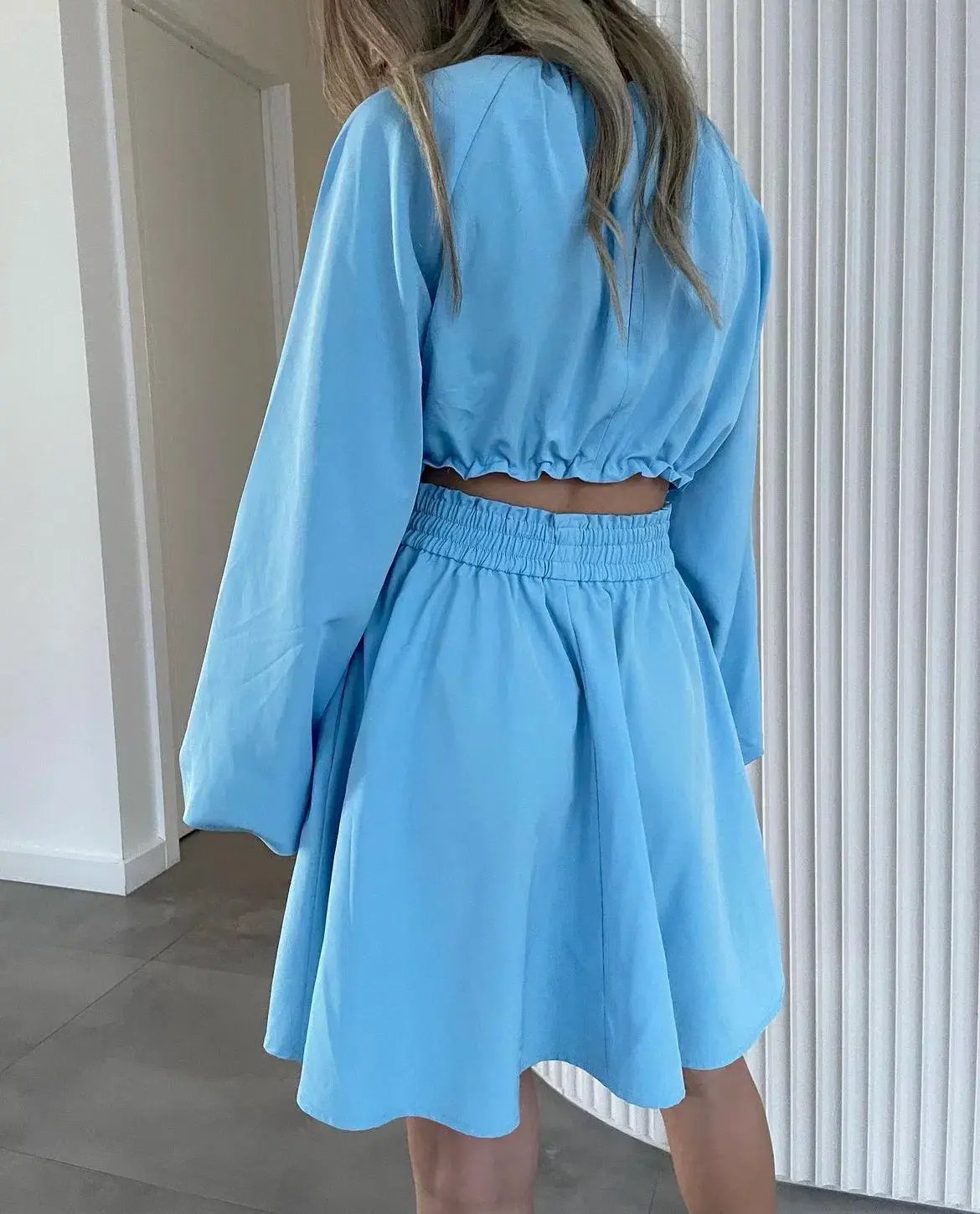 Mossman Long Sleeve Mini Dress Blue Size AU 6 photo 3