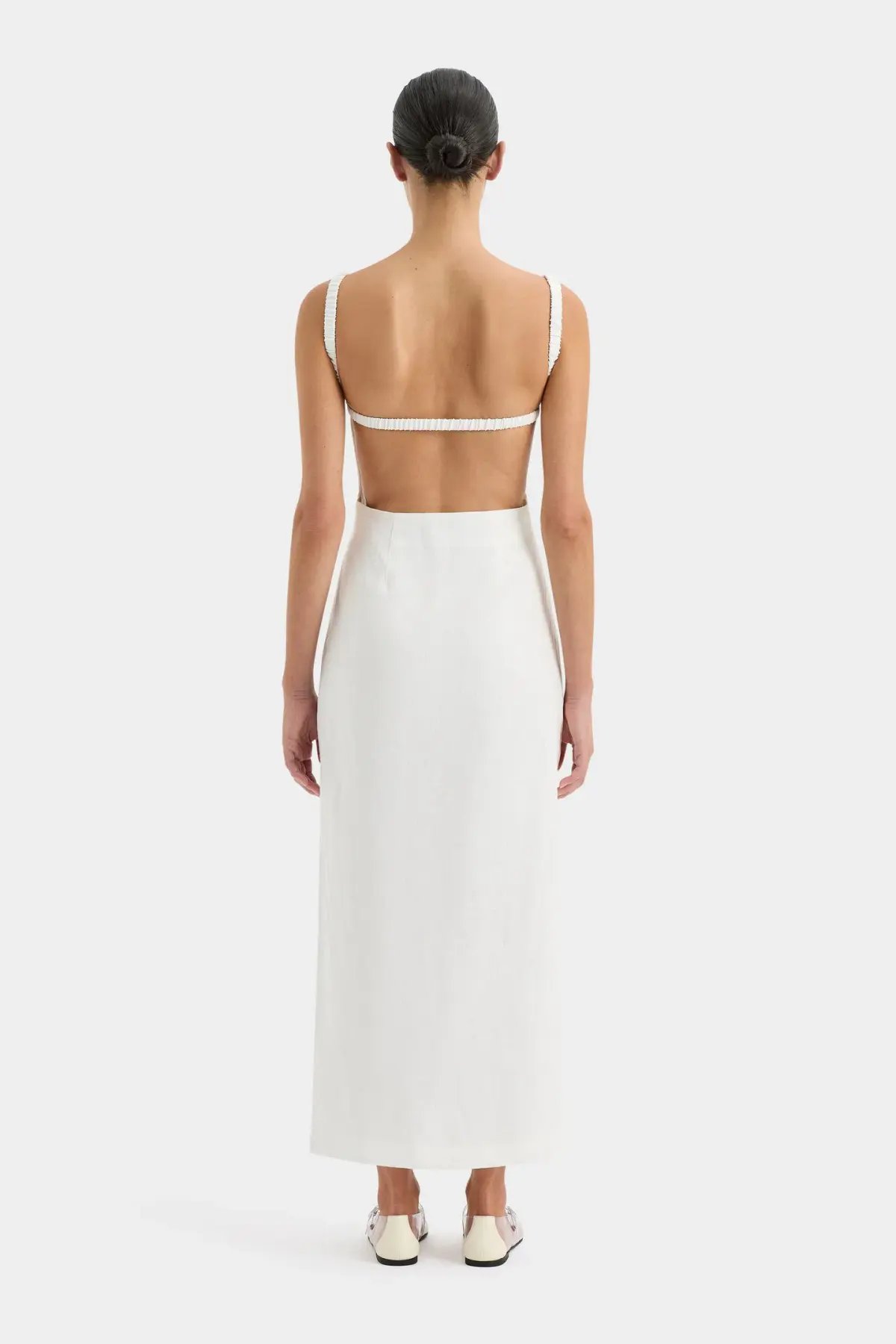 Sir the Label Primrose Ruched Midi Dress Ivory White Size 1 / AU 8 photo 3