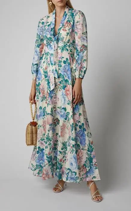 Zimmermann Verity Plunge Long Dress Dreamy Print Size 2/ AU 12 photo 2