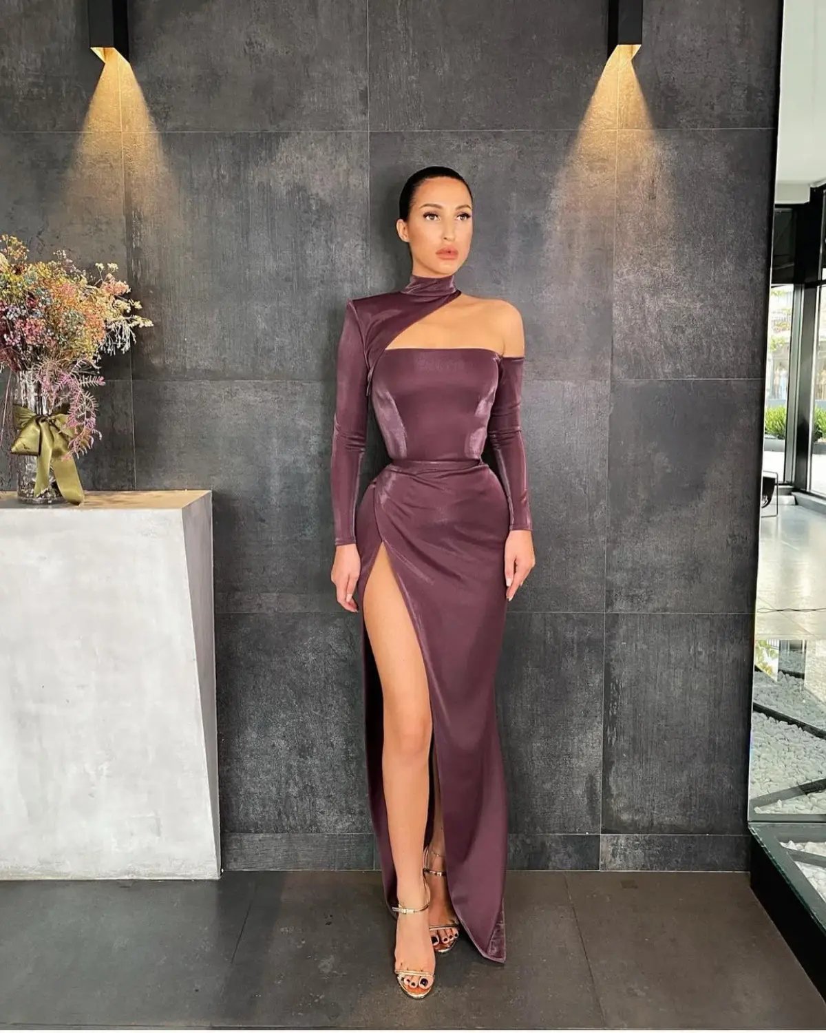 Lia Stublla Custom Made Gown Burgundy Size 6 photo 2