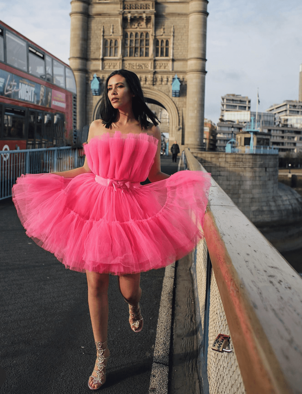 Giambattista Valli Pink Flared Tulle Dress Size 10 photo 5