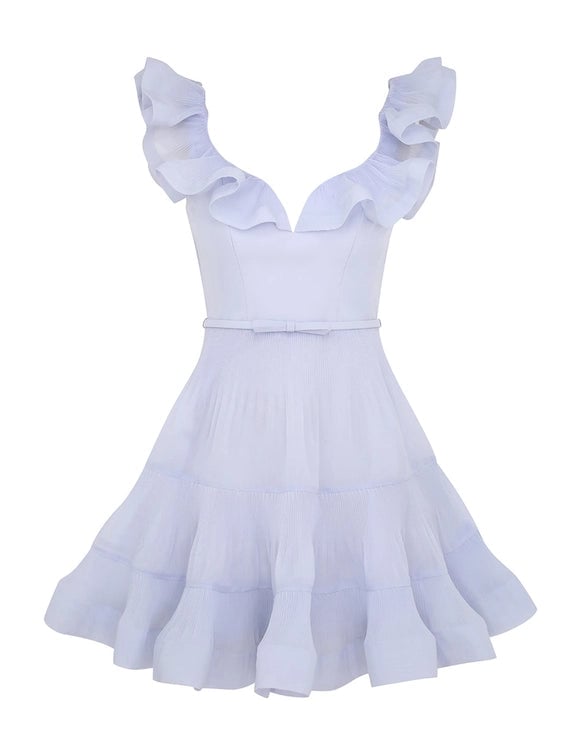 Zimmermann Pleated Frill Mini Dress - Light Blue photo 2