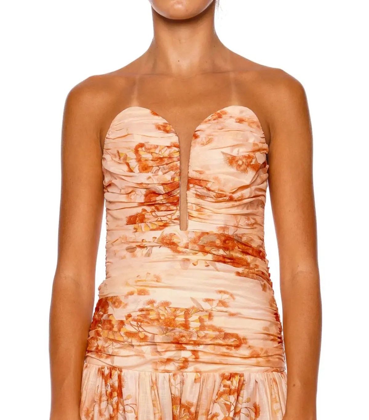 Zimmermann Cascadian Strapless Midi Dress Red Botanical Floral Size 1 / AU 10 photo 4