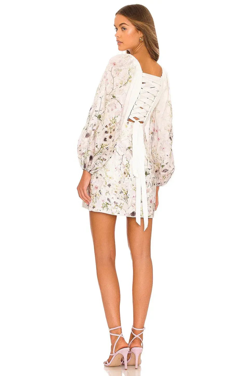 Zimmermann Dancer Panelled Mini Dress in Ivory Garden Floral Size 1/AU 10 photo 4