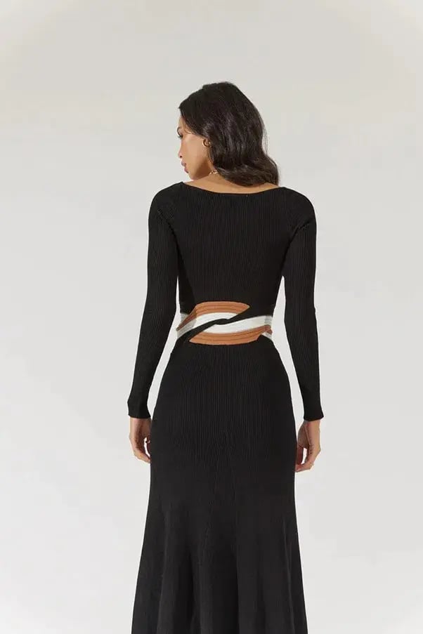 Sovere Inertia Knit Midi Dress Black Size 10 photo 3