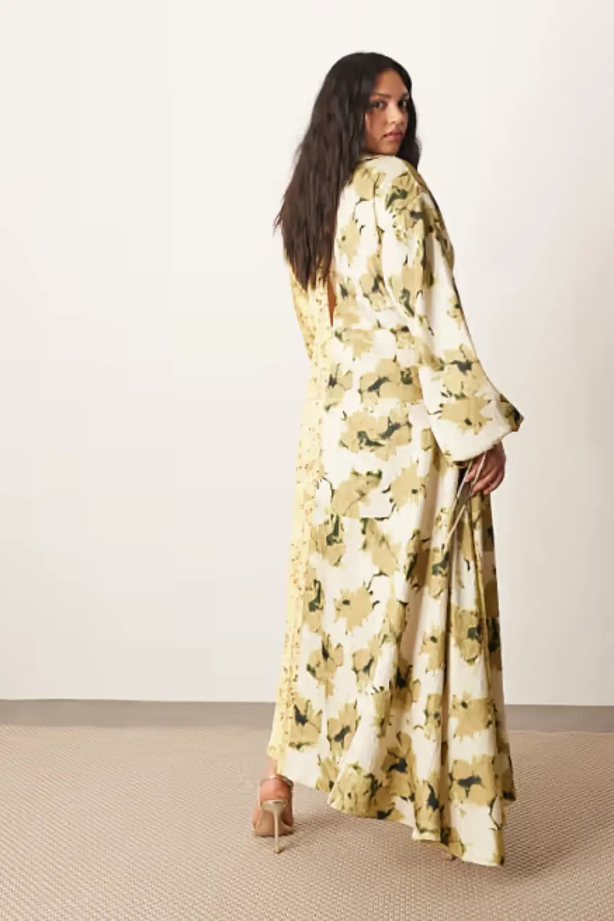 Arrange Crinkle Satin Long Sleeve midi dress SIZE uk 20 photo 2