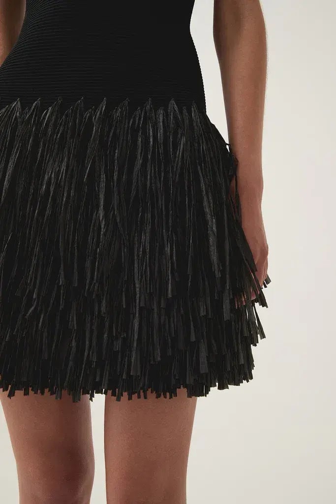 Aje Rushes Raffia Knit Mini Dress Black Size M / AU 10 photo 2