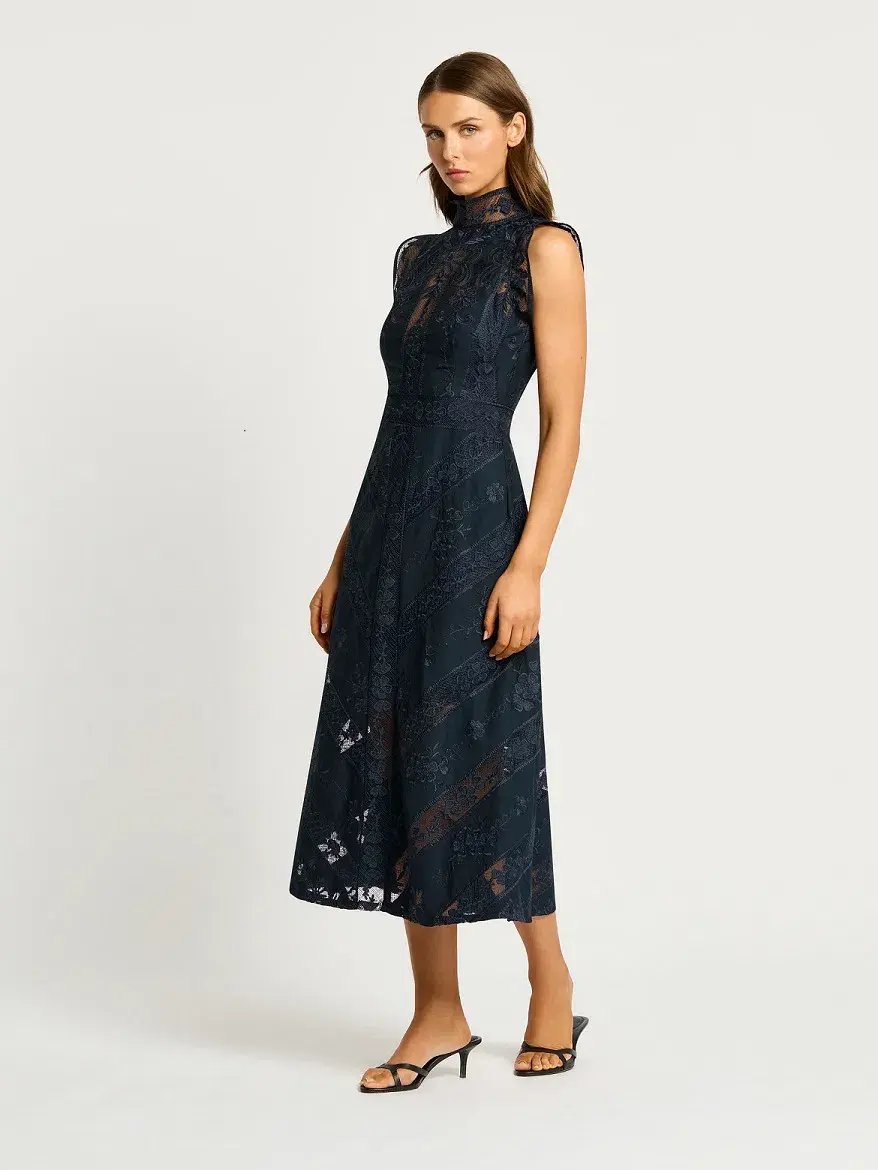 Moss and Spy Graceful Kristen Midi Dress Midnight Size AU 12 photo 5