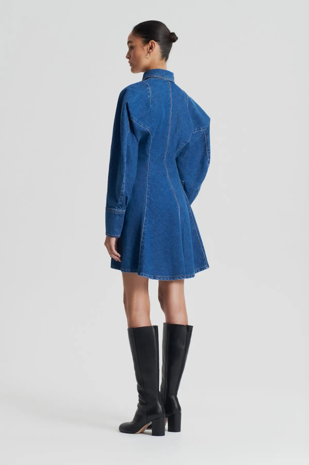 Scanlan Theodore Denim Cocoon Sleeve Mini Dress Size 6 photo 3