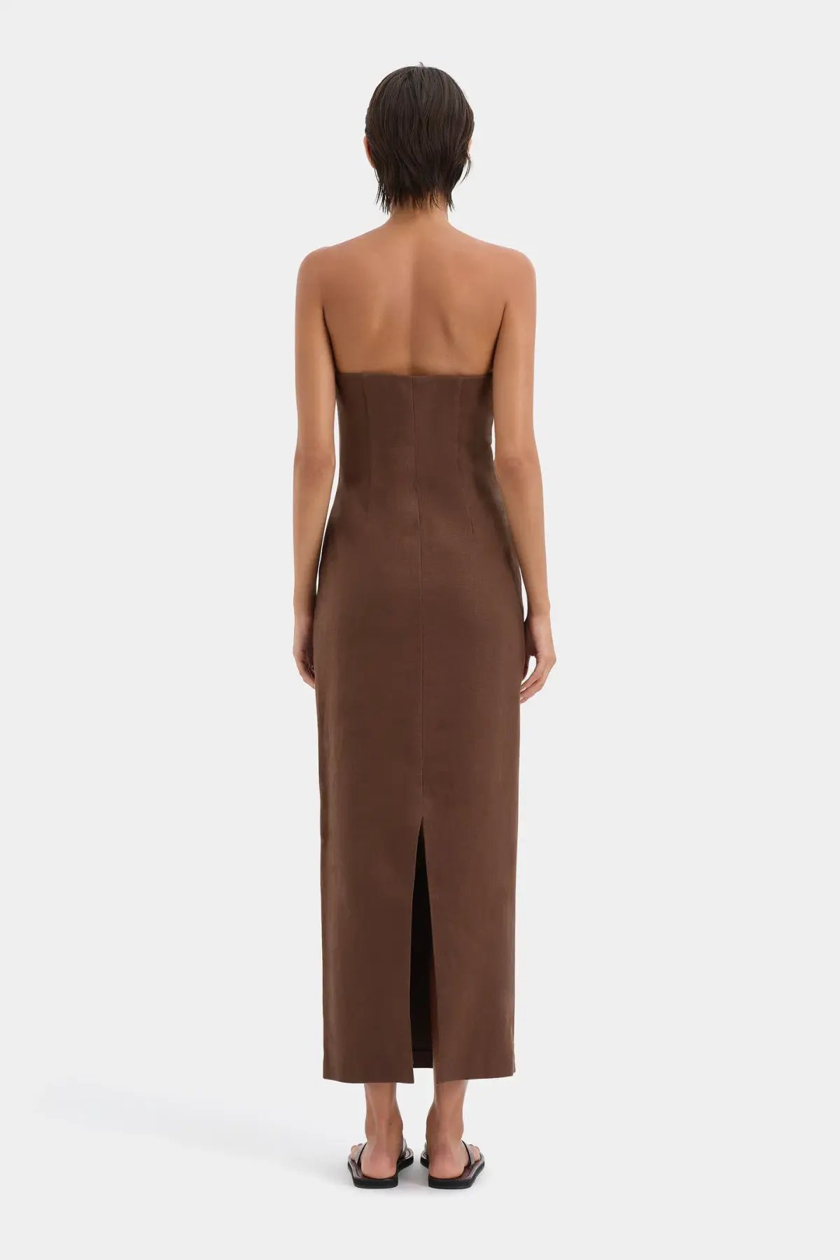 Sir the Label Evalita Column Midi Dress Chocolate Size 0 / AU 6 photo 3