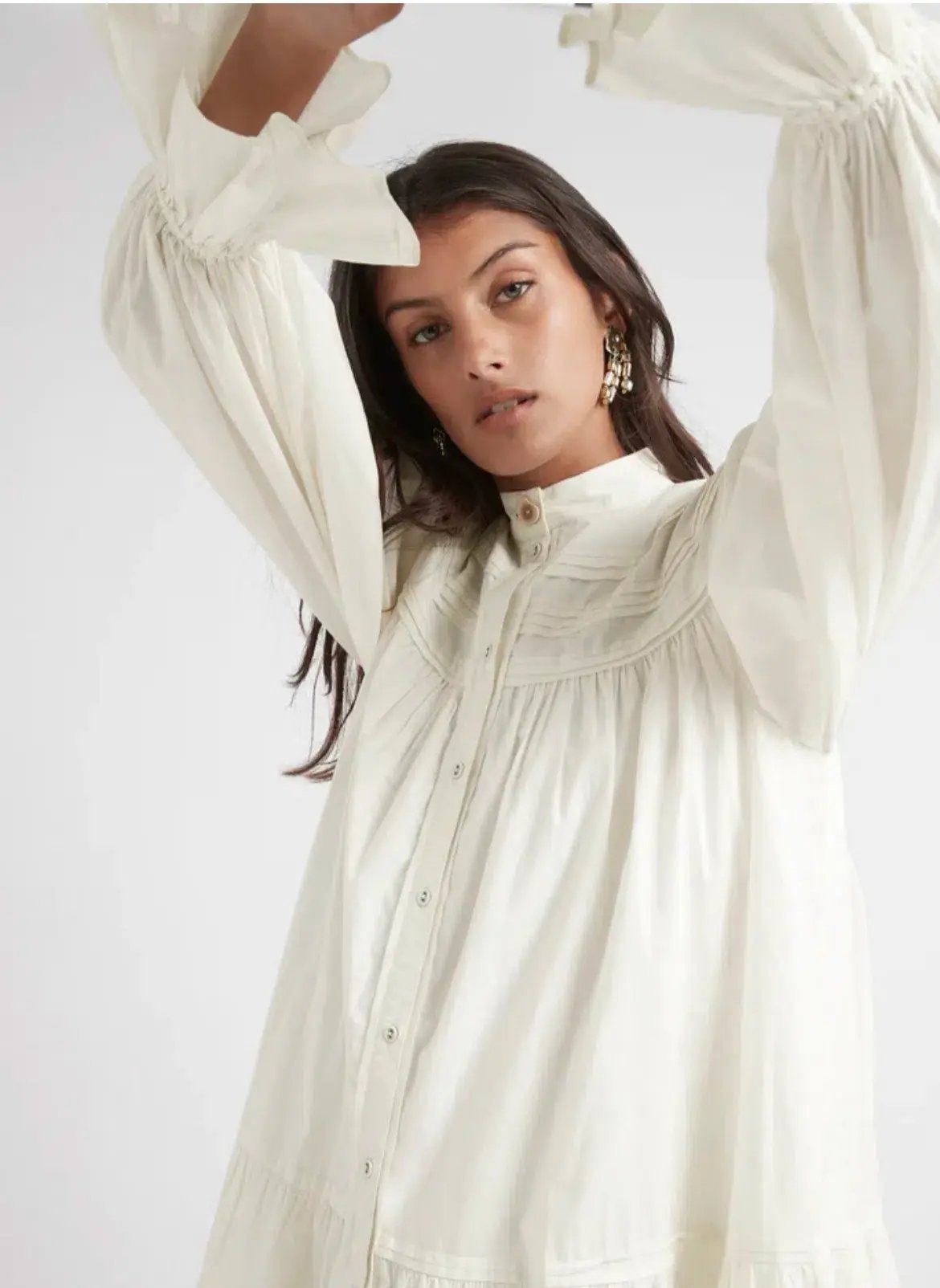 Aje Salita Longsleeve Broderie Smock Dress Ivory Size 10 photo 6
