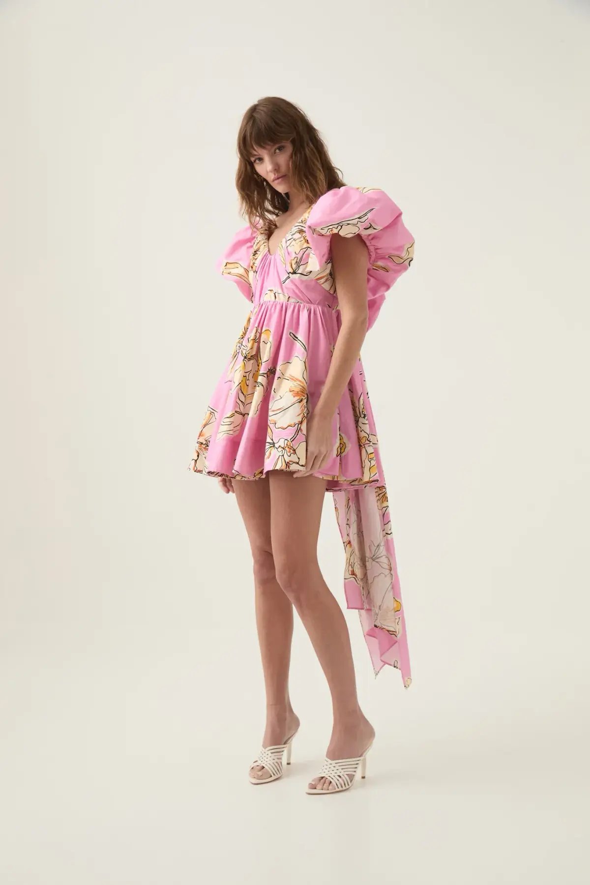 Aje Gretta Bow Back Mini Dress Pink Hibiscus Size AU 14 photo 2