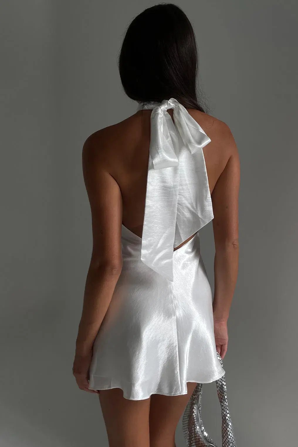 Meshki Cartia Bow Halter Micro Mini Dress White Size XS/AU 6 photo 3