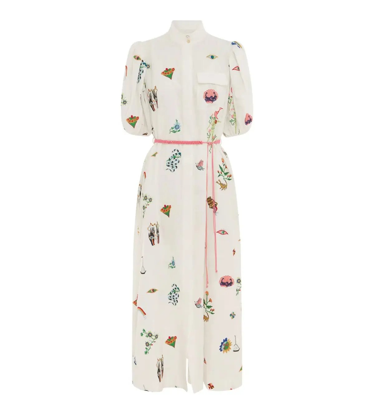 Alemais Atticus Embroidered Midi Shirtdress White Print Size AU 12 photo 4