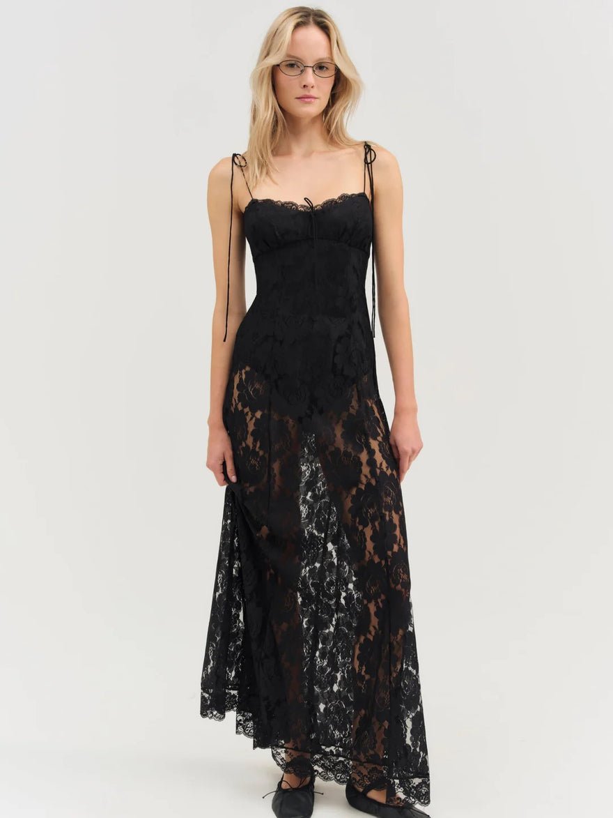 For Love and Lemons Claudia Rose Lace Maxi Dress - Black photo 2