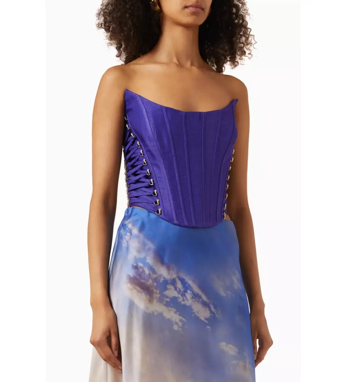 Zimmermann Tama Lace Up Corset Ultramarine Size 2/Au 12 photo 2